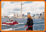 Cara overlooking the Toronto skyline