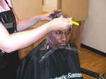 Setting up to get hair bleached