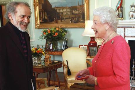 John Agard gets a Gold Medal for Poetry presented to him by The Queen